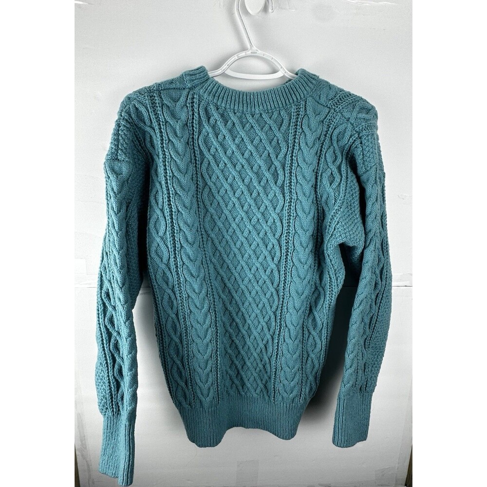 Women’s Teal Cable Knit Crew Neck Pullover Sweater 100% Polyester Size Small